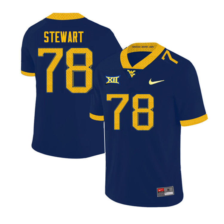 NCAA Men's Tairiq Stewart West Virginia Mountaineers Navy #78 Nike Stitched Football College Authentic Jersey QE23X31ZA